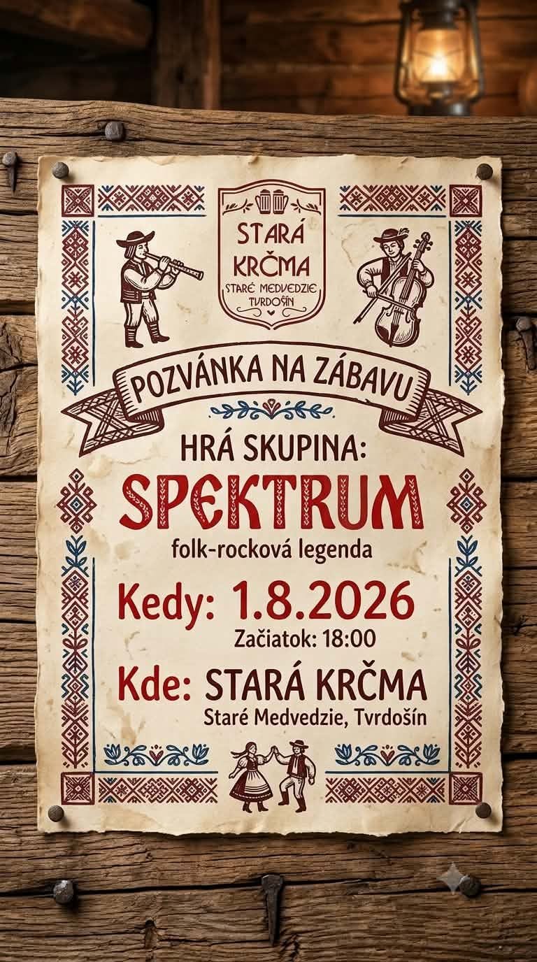 Pozvánka na zábavu so skupinou Spektrum