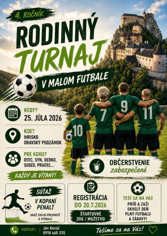 Rodinný turnaj v malom futbale Oravský Podzámok