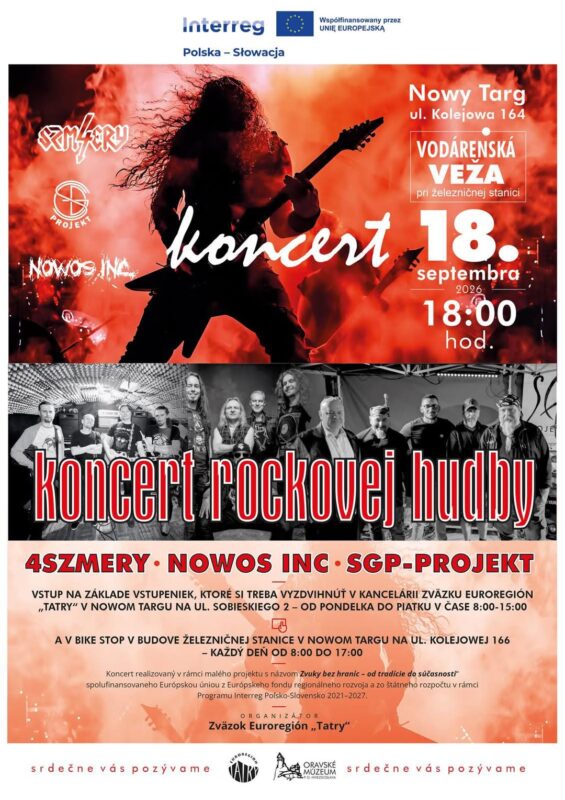 Koncert rockovej hudby: 4Szmery, Nowos Inc, SGP-Projekt
