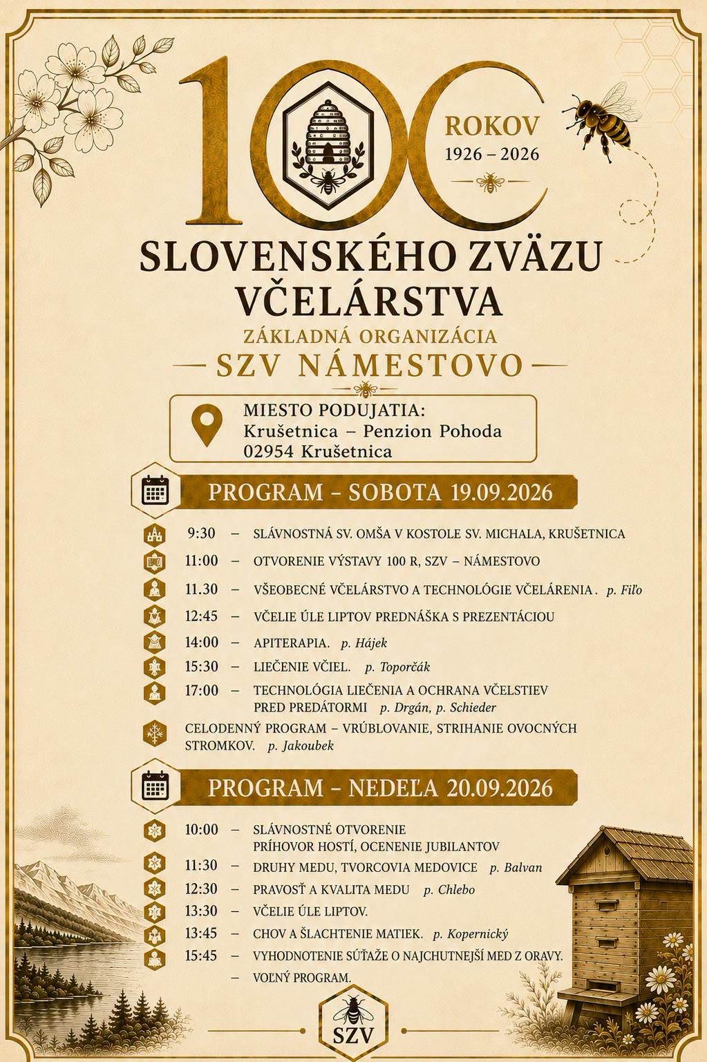 100 rokov Slovenského zväzu včelárov – SZV Námestovo