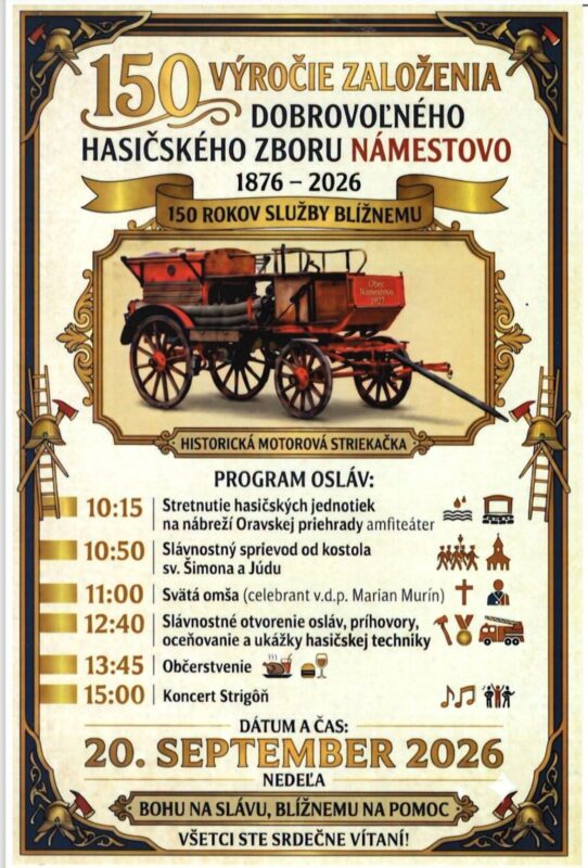 150. výročie založenia Dobrovoľného hasičského zboru Námestovo