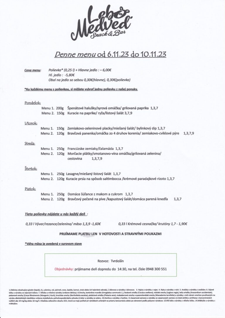 Lebo Medveď – Snack & Bar, Tvrdošín